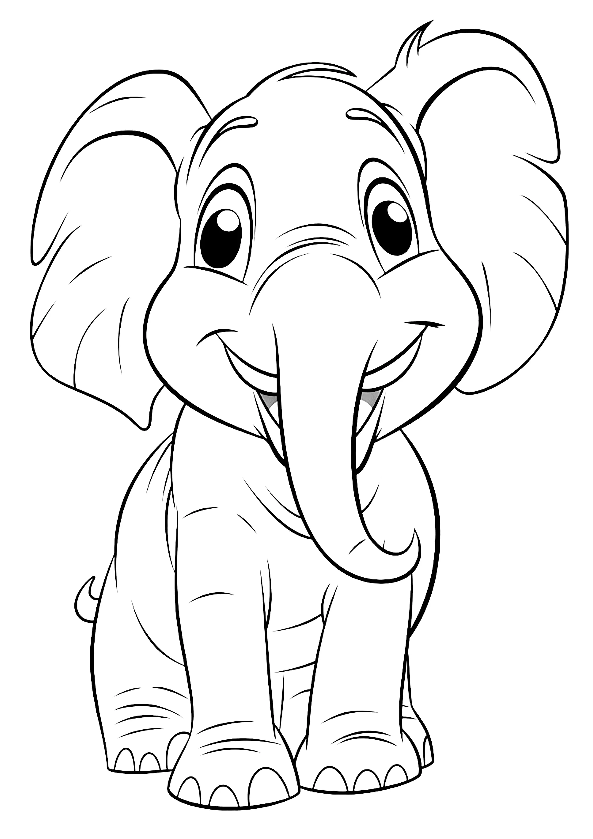 Lindo elefante (Página para imprimir para niños)