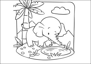 Pequeño elefante en la sabana