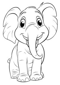 Página de para imprimir para niños : Lindo elefante