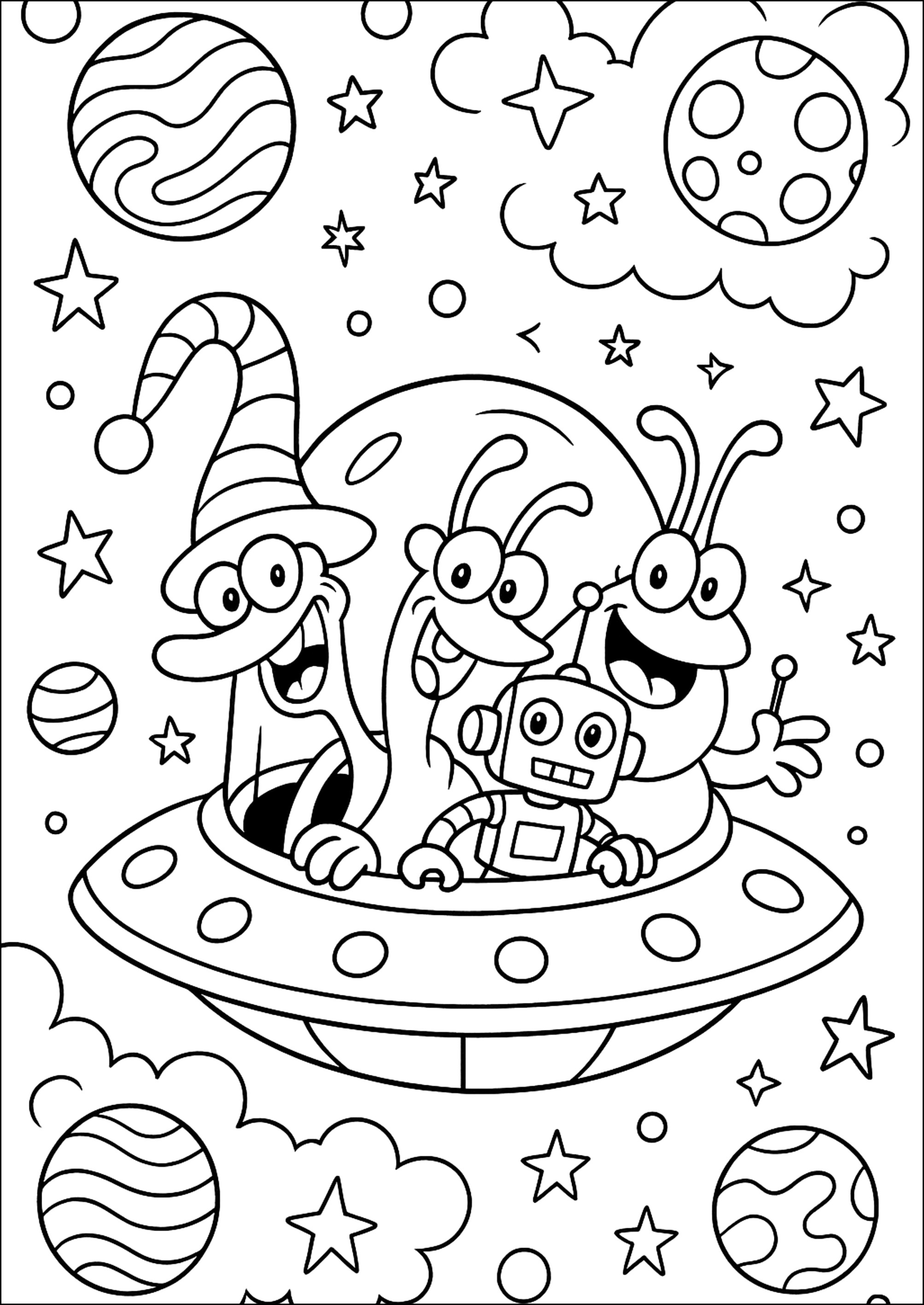 Aventuras interestelares (Página de Errores espaciales para imprimir para niños)
