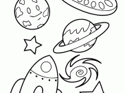 Páginas de Espacio, galaxia, Planetas para imprimir para niños