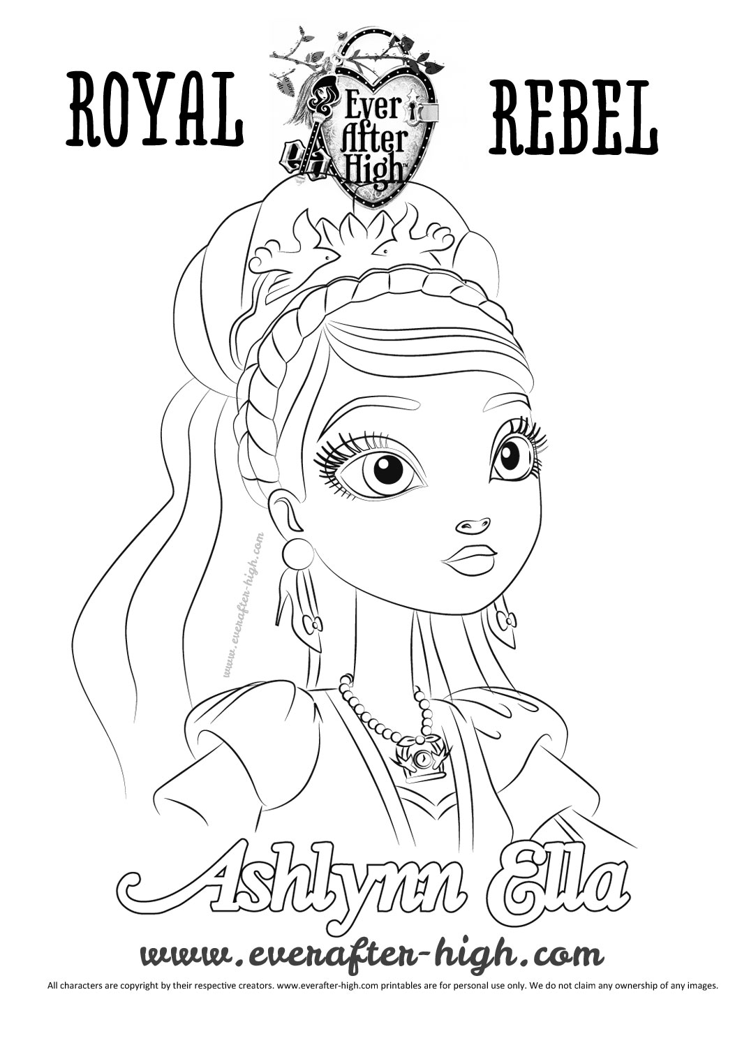 Colorear a Ashlynn Ella, Hija de Cenicienta