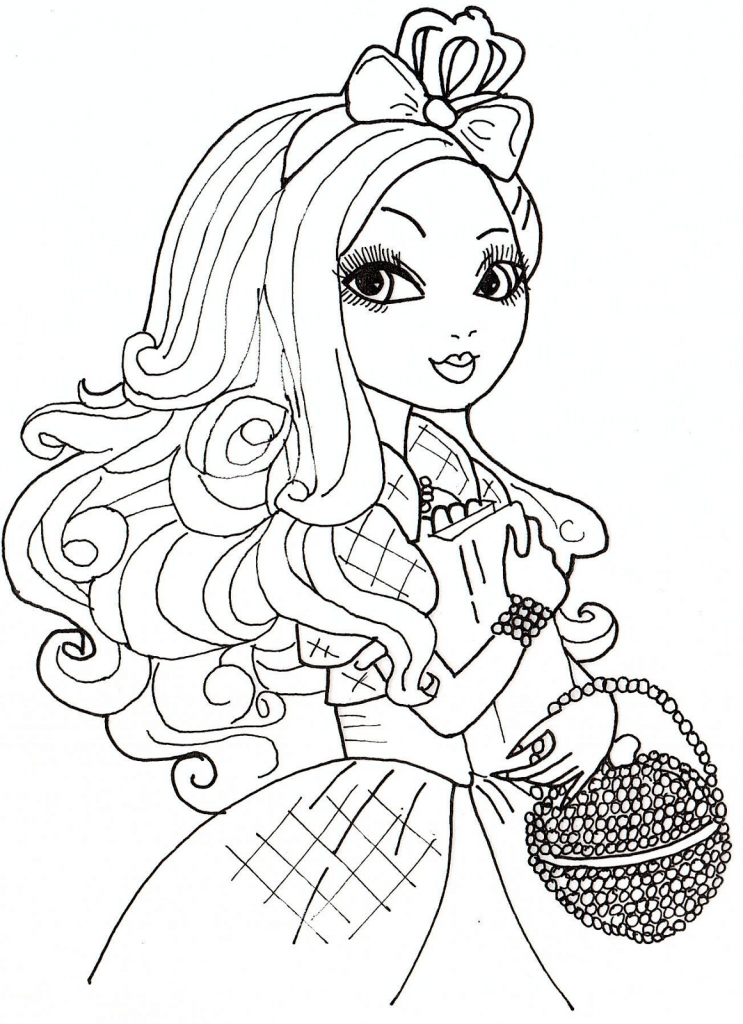 Ever After High: Personaje Apple White (hija de Blancanieves) (Página para imprimir para niños)