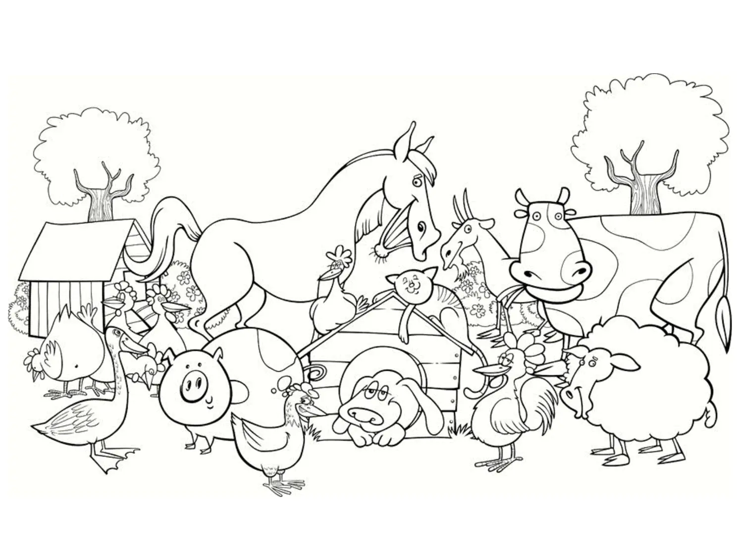 Dibujo de granja gratis para imprimir y colorear (En la Granja (tractores, granjero, animales…))