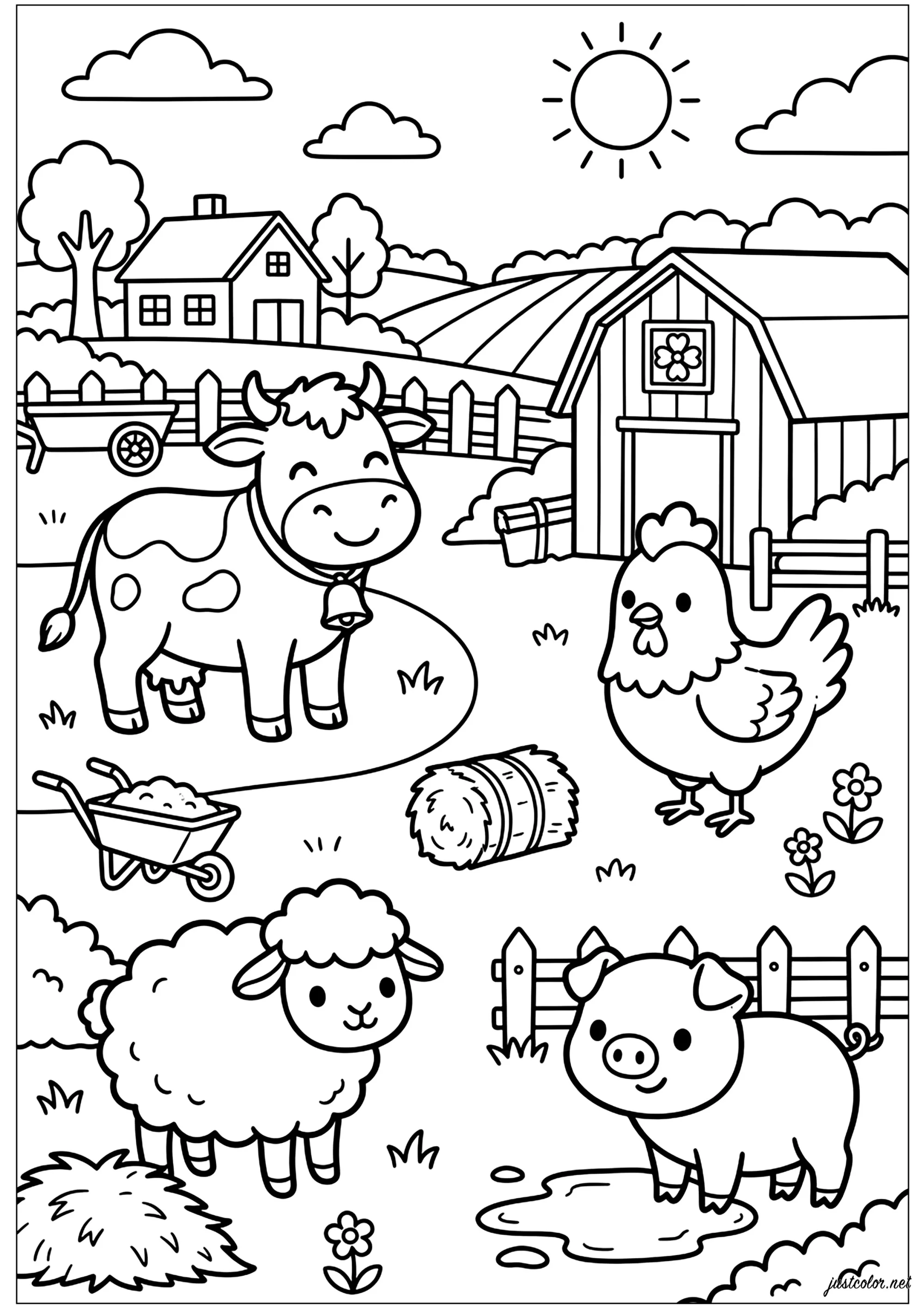 Dibujos para colorear de en-la-granja-(tractores,-granjero,-animales...) para niños (En la Granja (tractores, granjero, animales…))