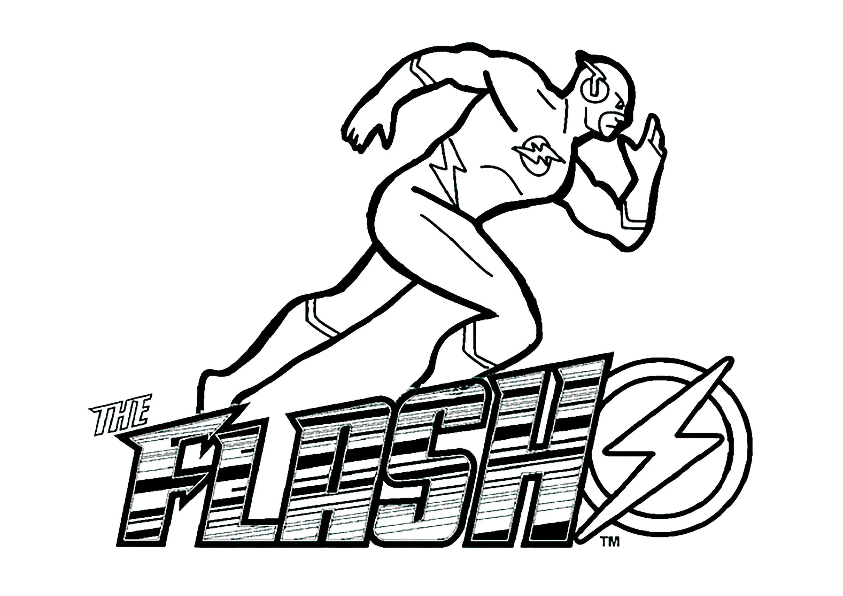 Flash y su logotipo (Página para imprimir para niños)