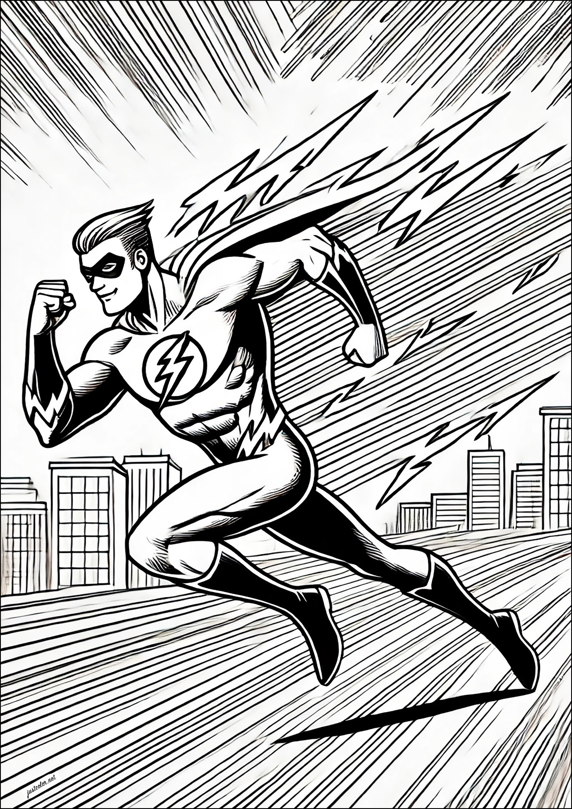 Correr (estilo manga) (Página de Flash para imprimir) Correr (estilo manga) (Página de Flash para imprimir para niños)
