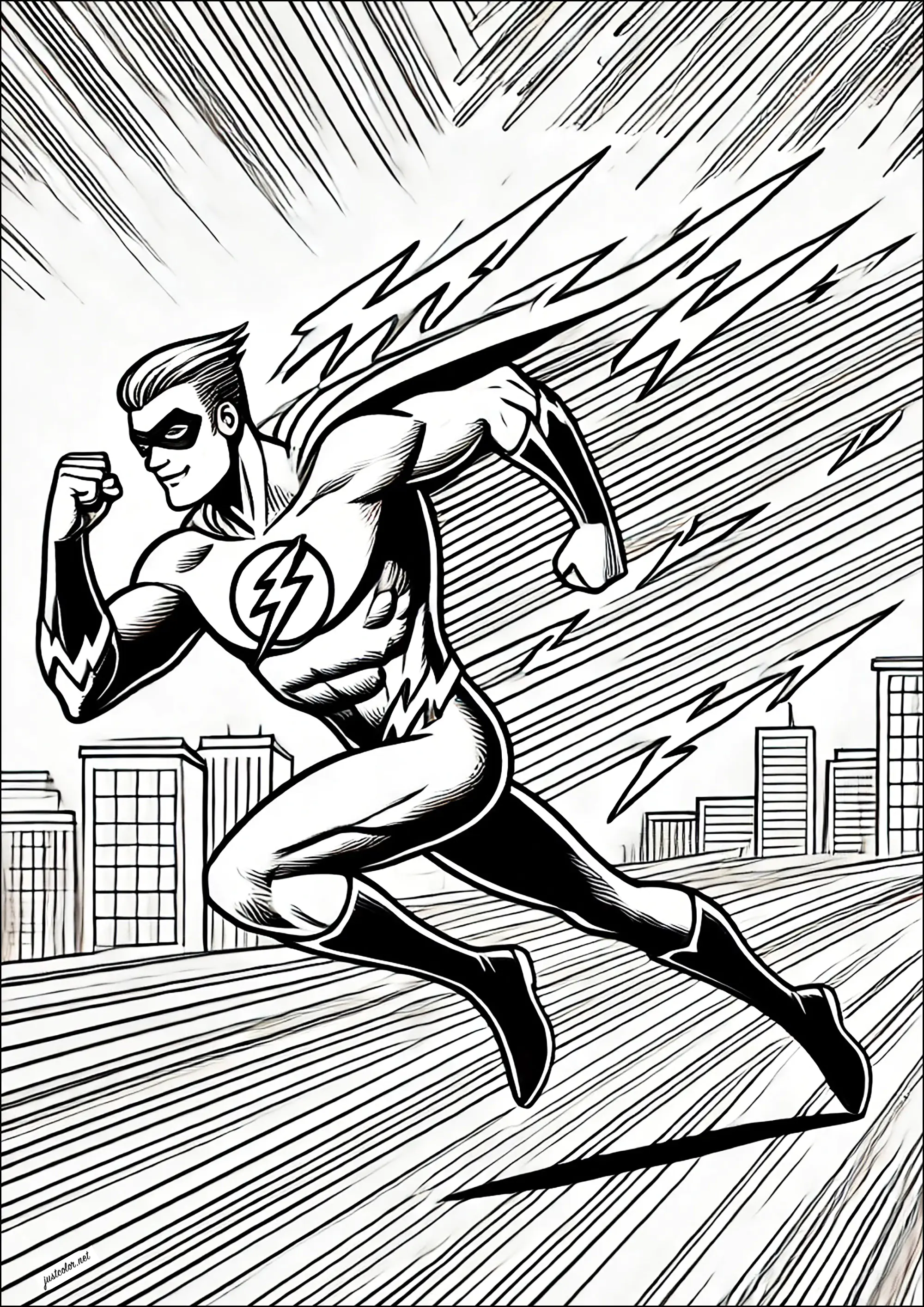 Correr (estilo manga) (Página de Flash para imprimir para niños)