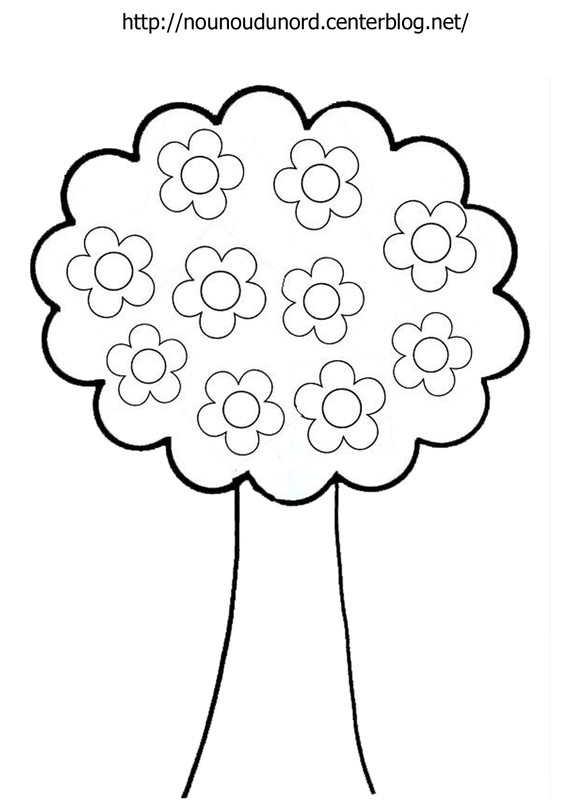 Flores en un árbol: dibujos para colorear para los más pequeños (jardín de infancia)