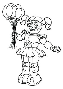 Página de para imprimir para niños : Circus Baby de FNAF con globos