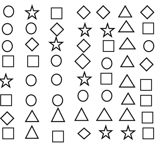 Cuadrados, círculos, triángulos y estrellas para colorear