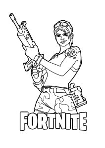 Página de para imprimir para niños : Fortnite Battle Royale: personaje femenino parecido a Lara Croft