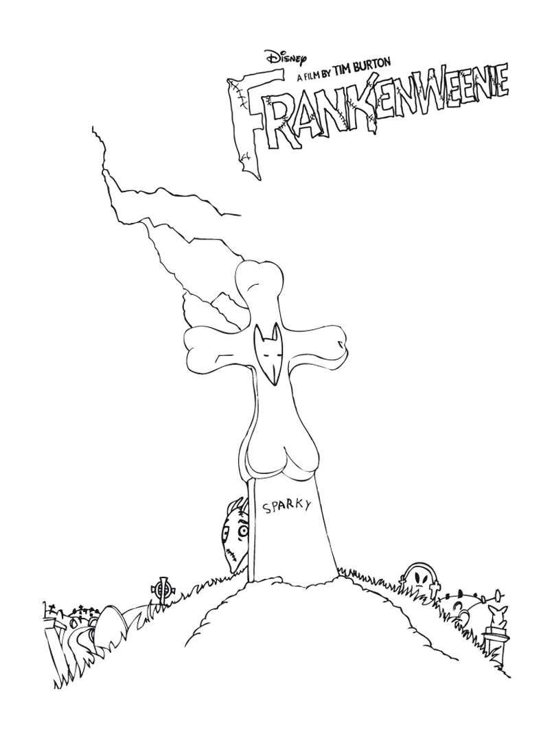 Cartel de la película (Página de Frankenweenie para imprimir para niños)