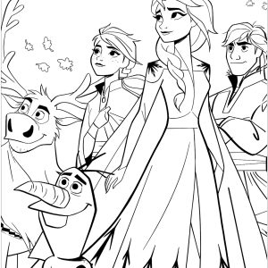 Precioso coloreado de los personajes de Frozen 2 (Página para imprimir)