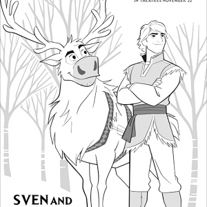 Frozen 2: Kristoff y Sven (con texto) (Página para imprimir)