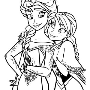 Frozen 2: Anna y Elsa como hermanas íntimas (Página para imprimir)