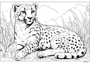 Dibujos para colorear gratis de guepardos para descargar