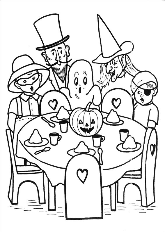 Página para colorear de Halloween con fantasmas