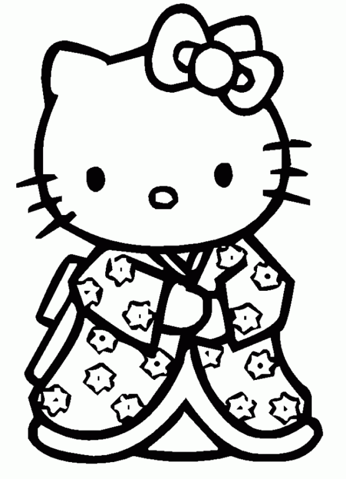 Bonitas páginas para colorear de Hello kitty, sencillas, para niños