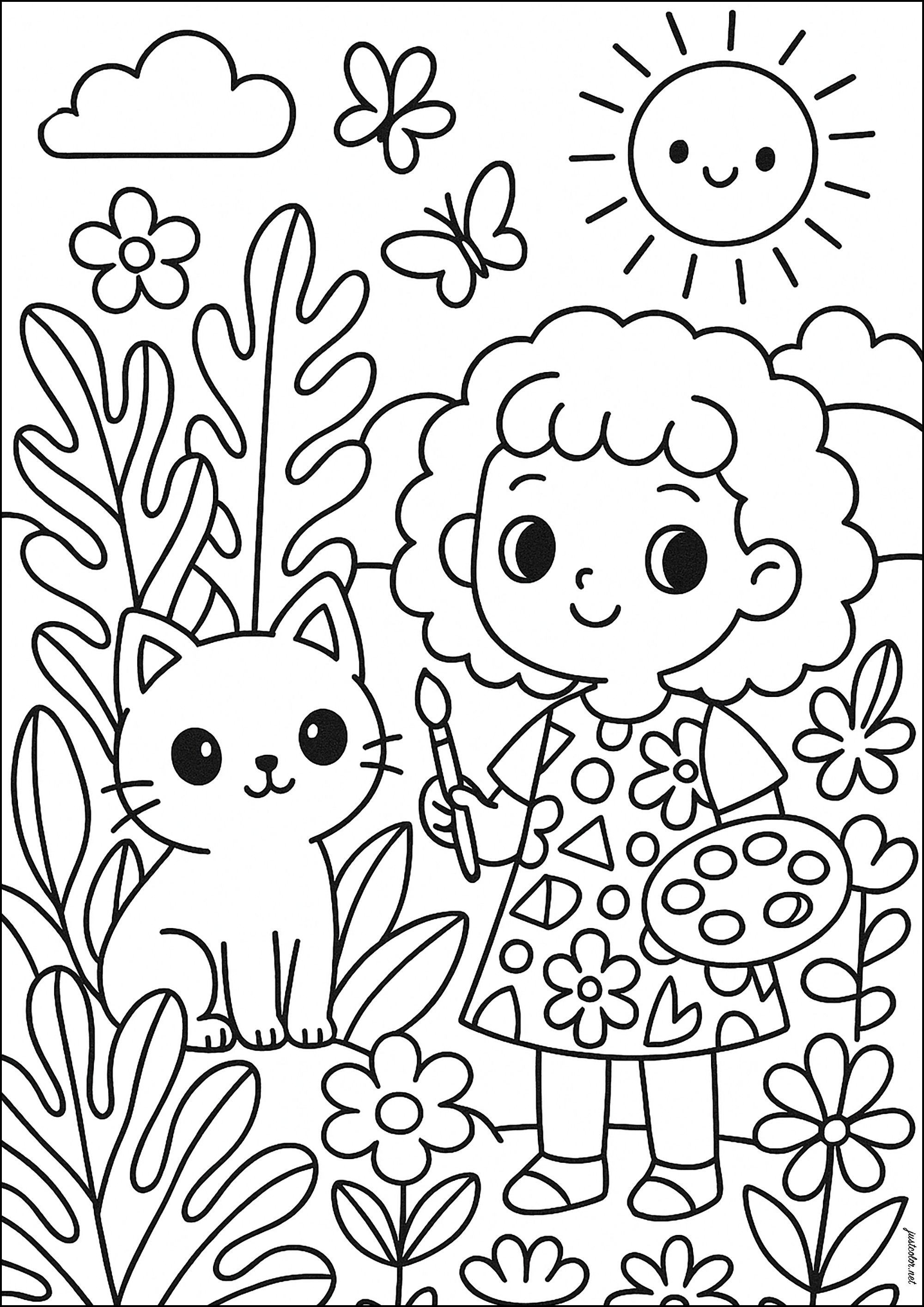 Colorear inspirándose en los cuadros de Henri Matisse (Página para imprimir para niños)