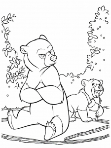Páginas imprimibles para colorear del Oso Hermano para niños (Página de Hermano de los osos  para imprimir)