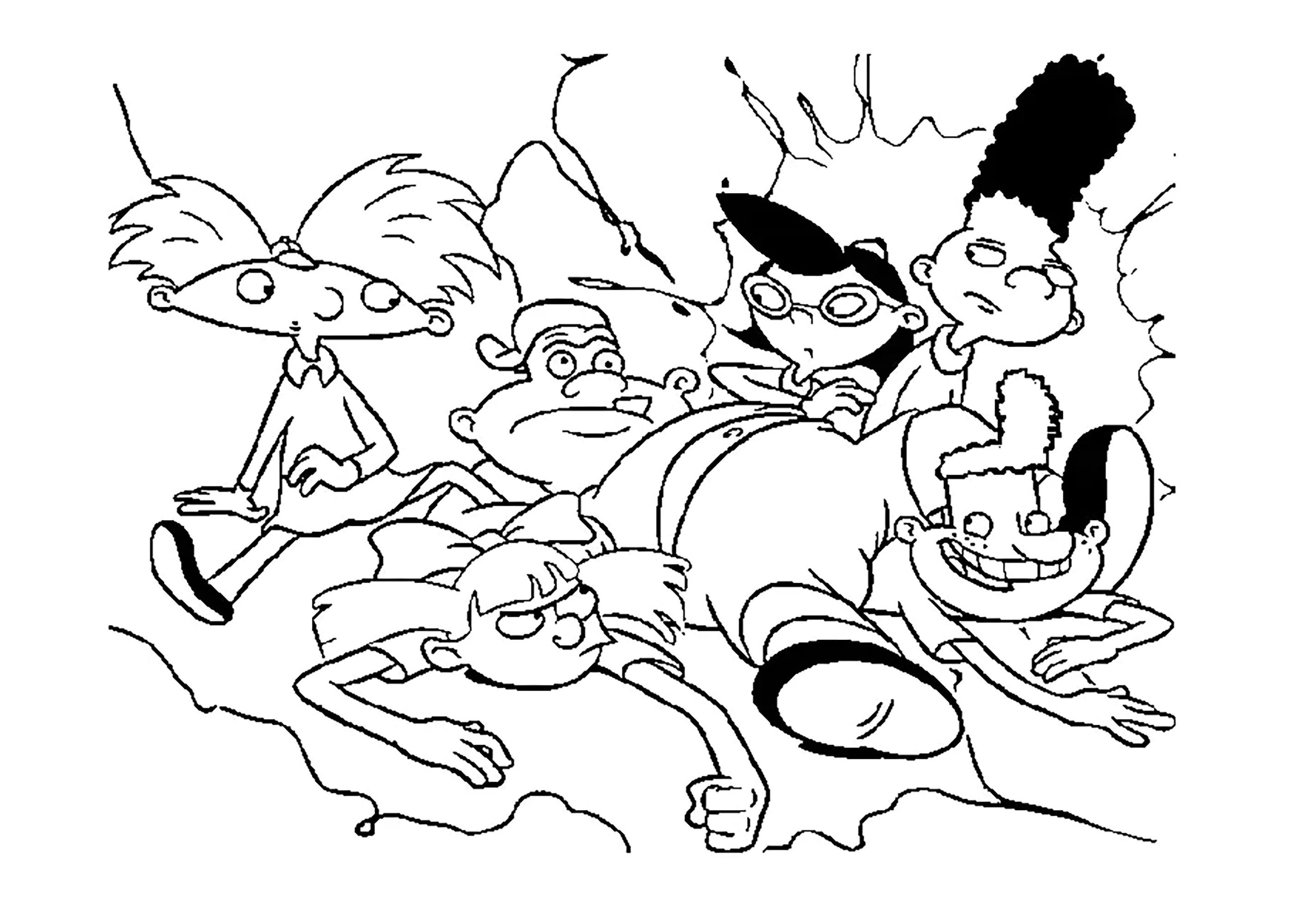 Arnold y sus amigos (Página de Hey Arnold para imprimir para niños)