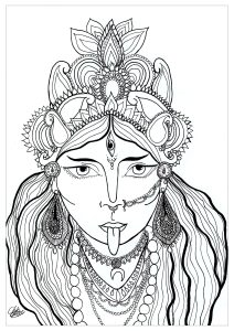 Página para colorear de la diosa Kali