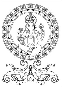 Ganesh en el centro de un mandala