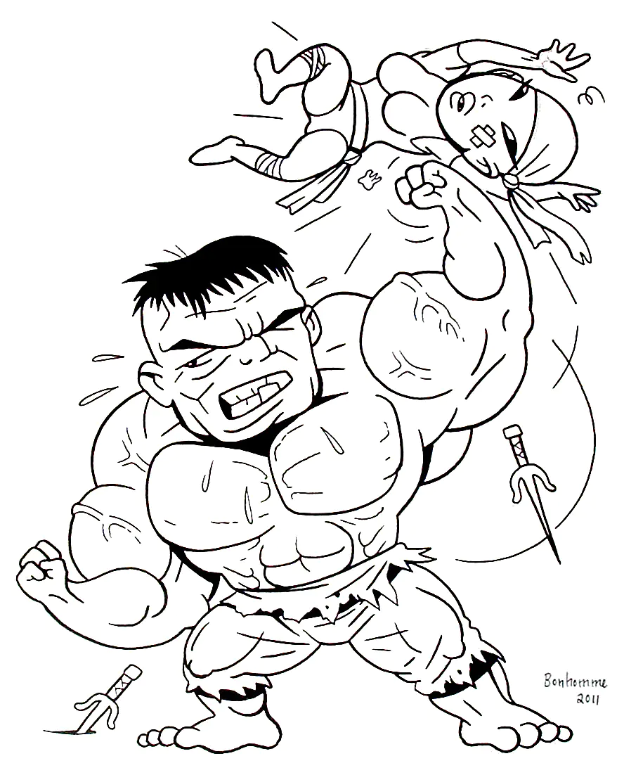 Páginas para colorear de Hulk para niños