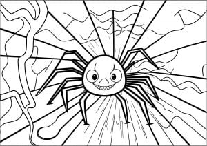 Página de Insectos para imprimir para niños : Pequeña araña graciosa