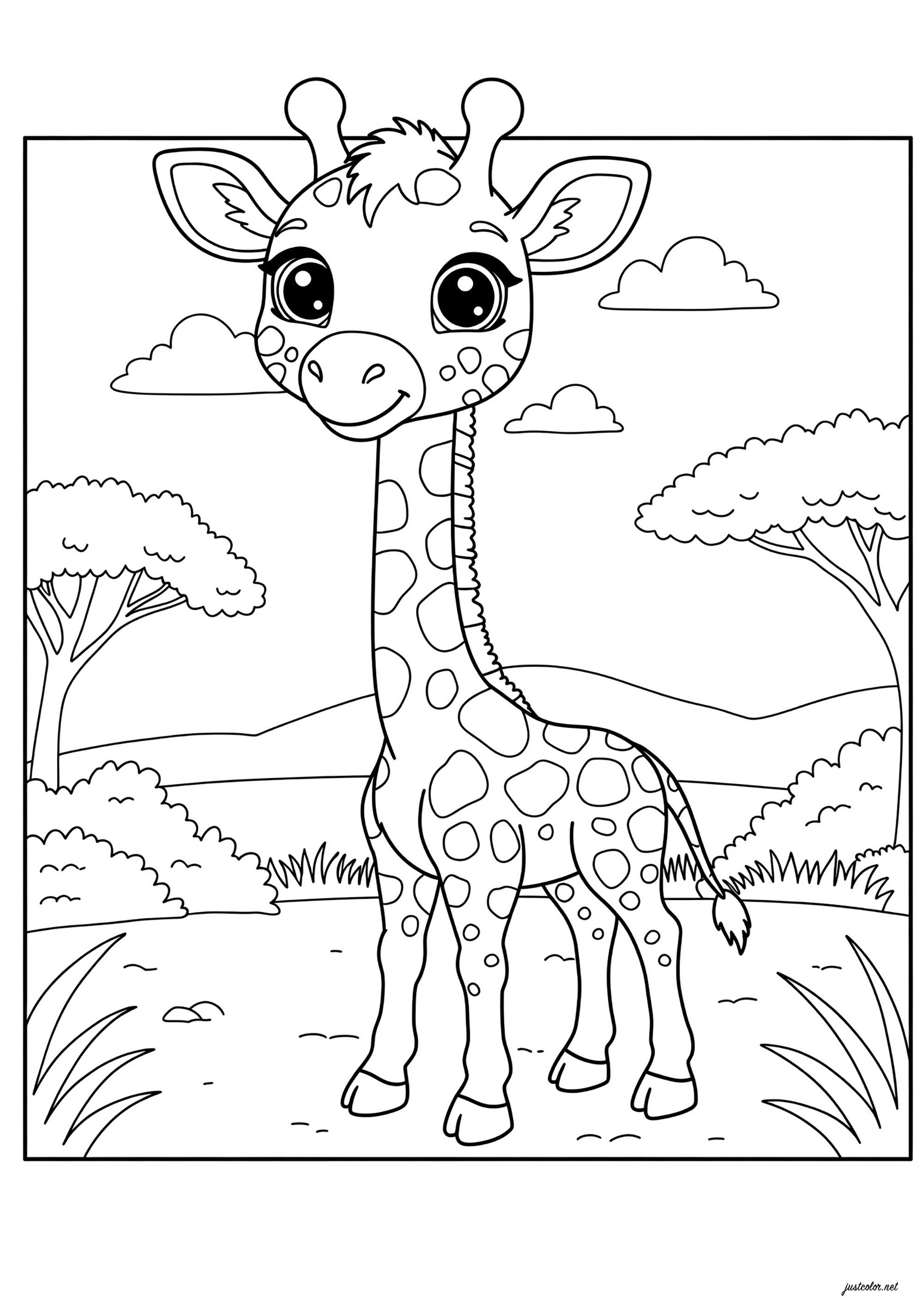 Jirafa fuera del encuadre (Página para imprimir para niños)