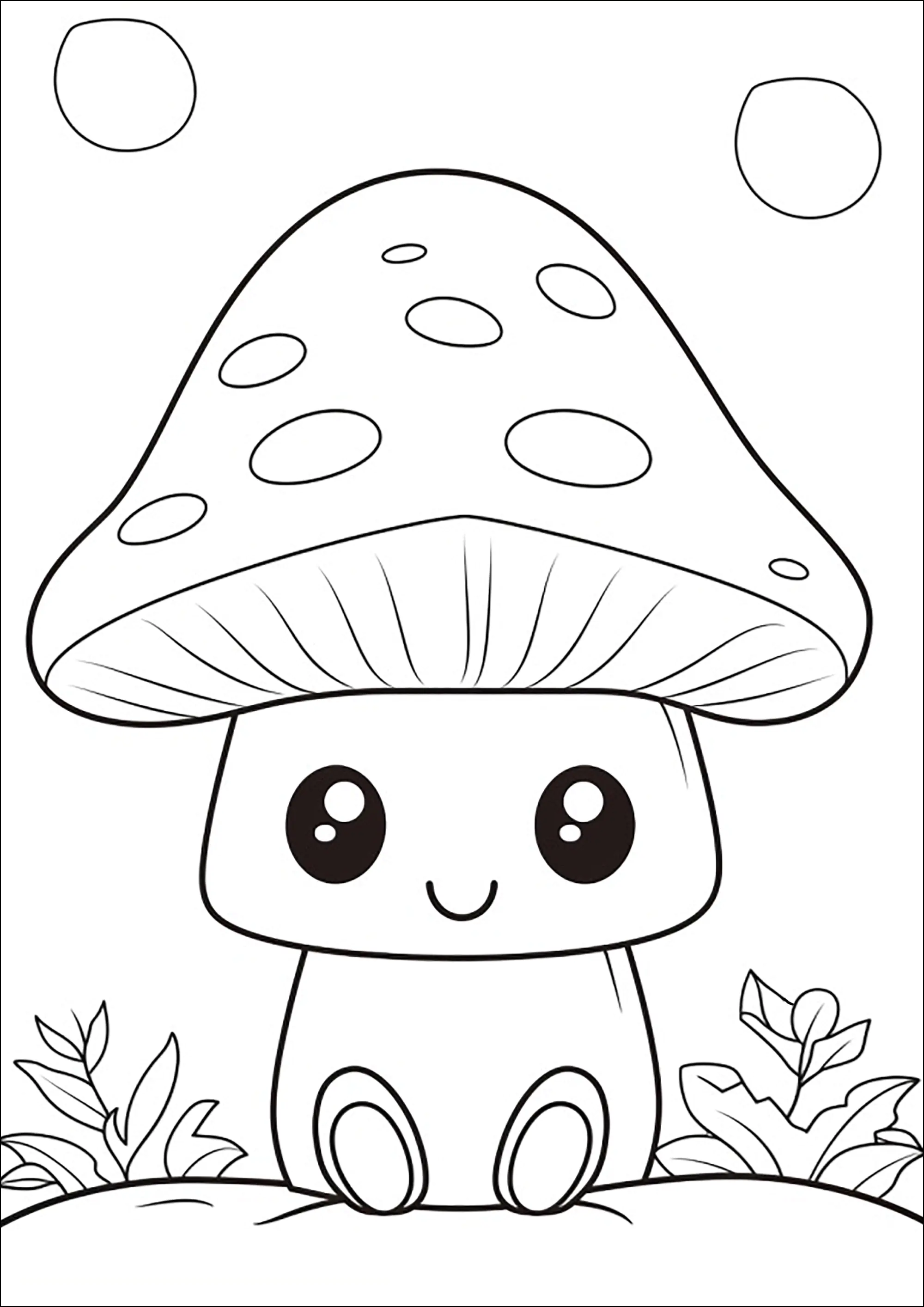 Seta pequeña dibujada en estilo kawaii (Página para imprimir para niños)
