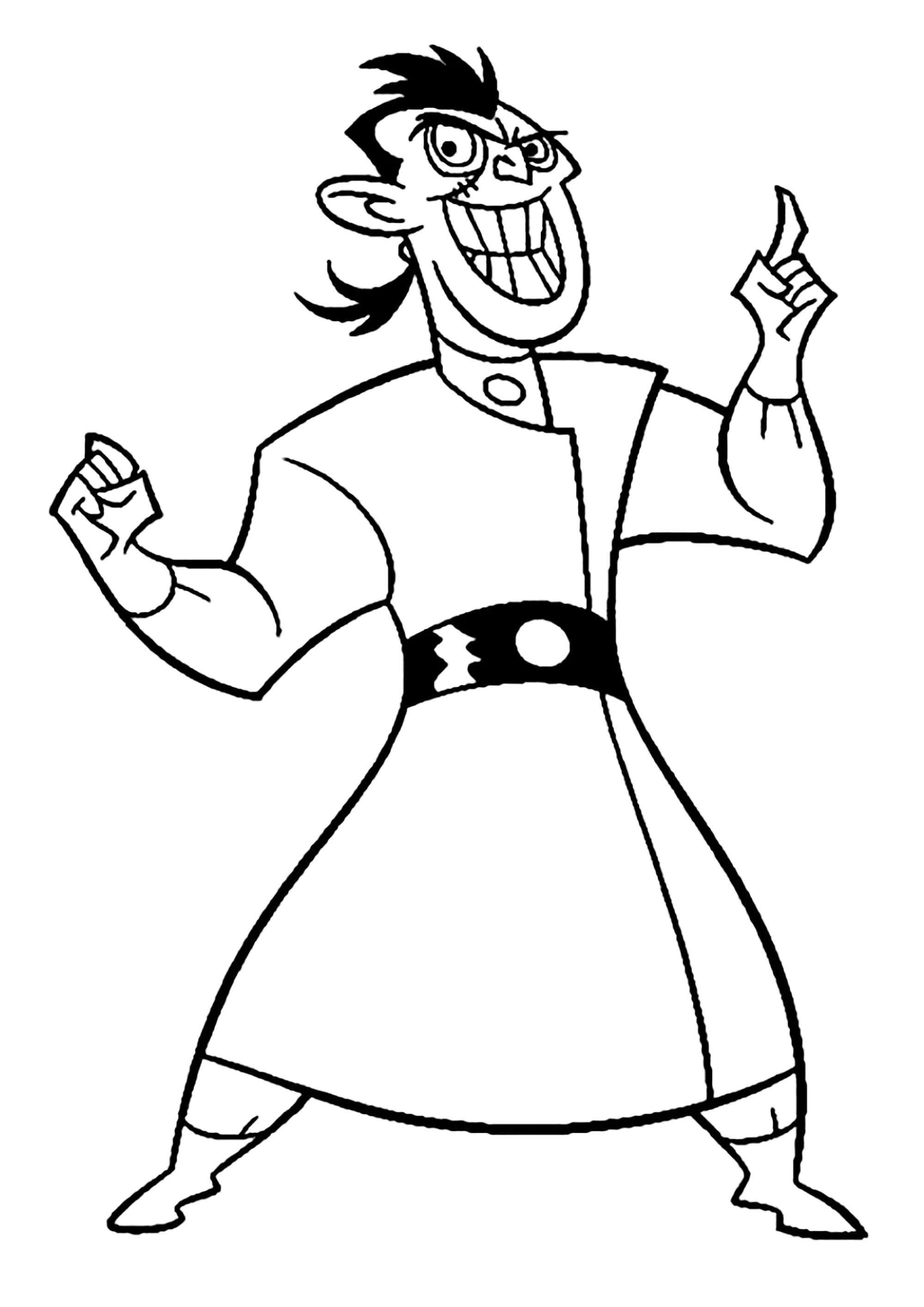 Dr. Drakken muy seguro de sí mismo (Página de Kim Possible para imprimir para niños)