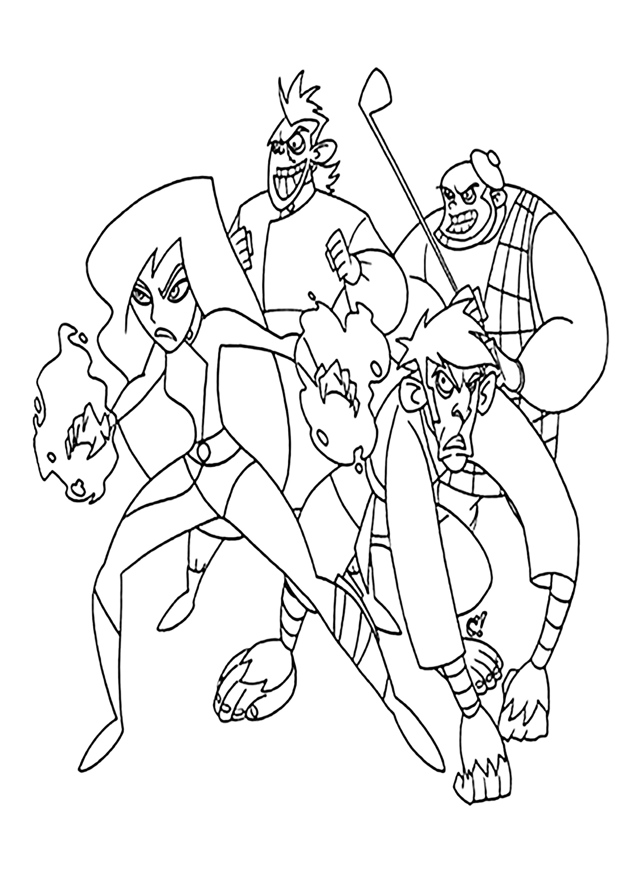 Los enemigos de Kim (Página de Kim Possible para imprimir para niños)