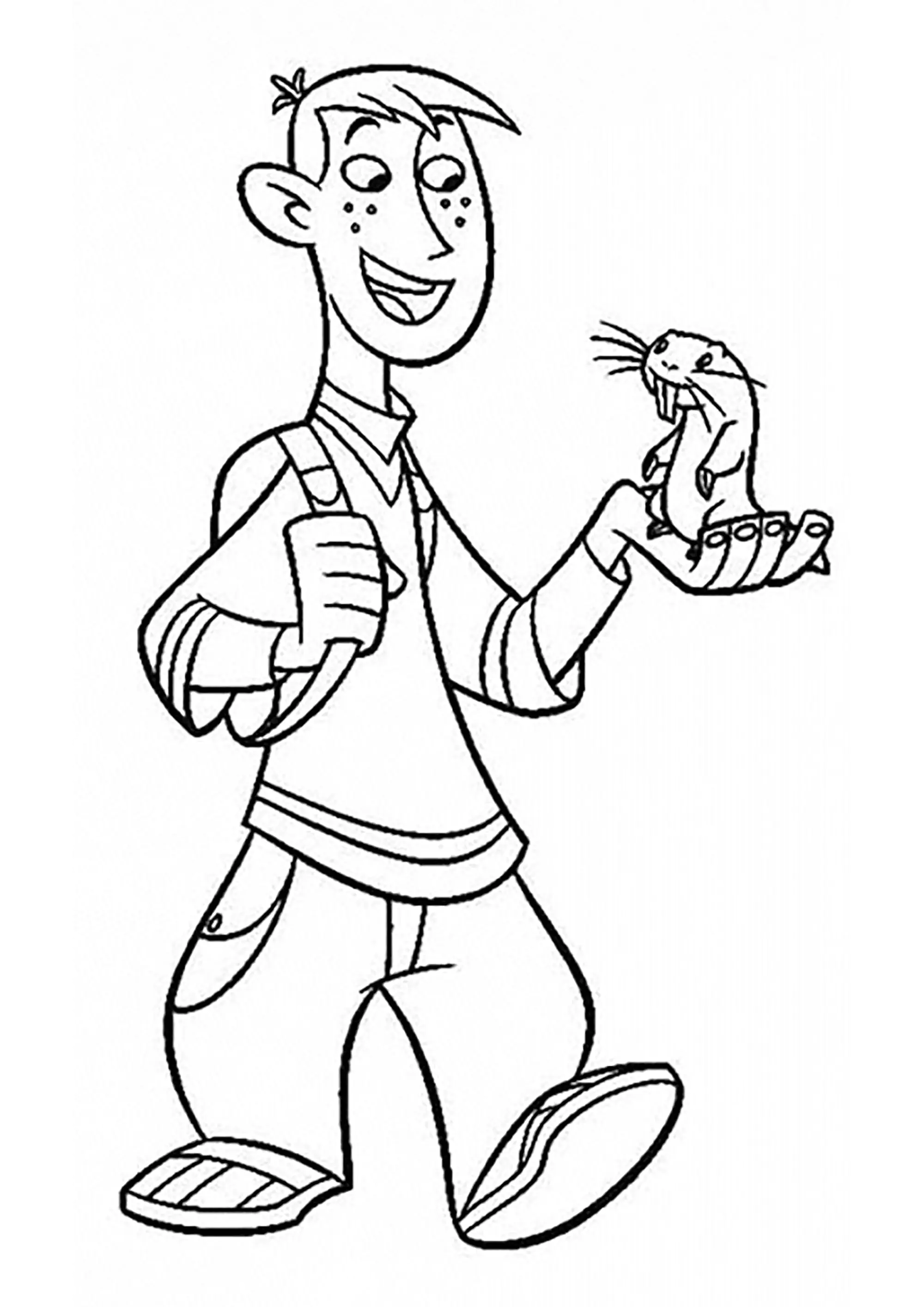 Ron con su querido amigo Rufus (Página de Kim Possible para imprimir para niños)