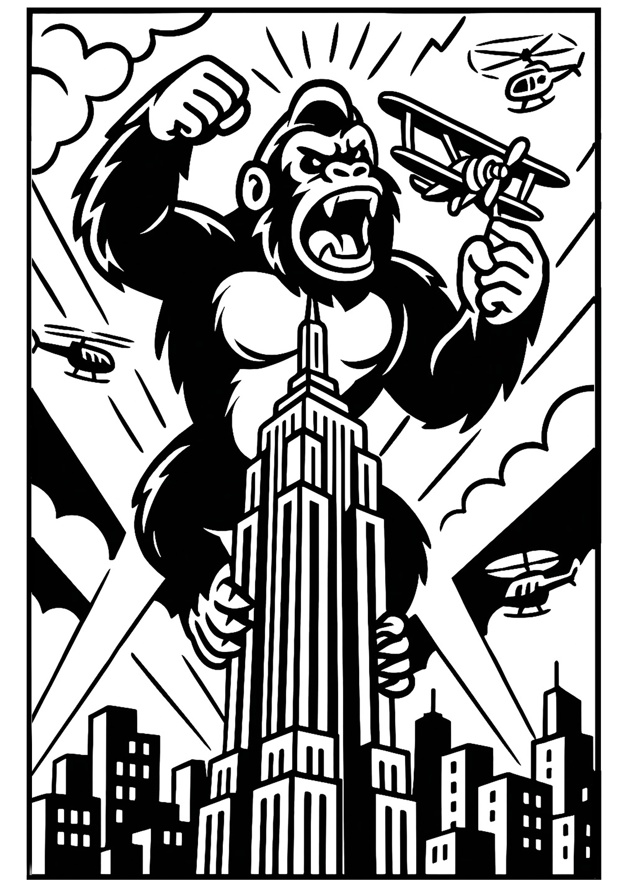 Edificio Empire State (Página de King Kong para imprimir para niños)