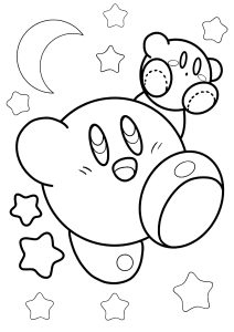 Página de para imprimir para niños : Kirby en el cielo