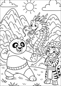 El entrenamiento de Po en el Valle de la Paz (Página de Kung Fu Panda  para imprimir)