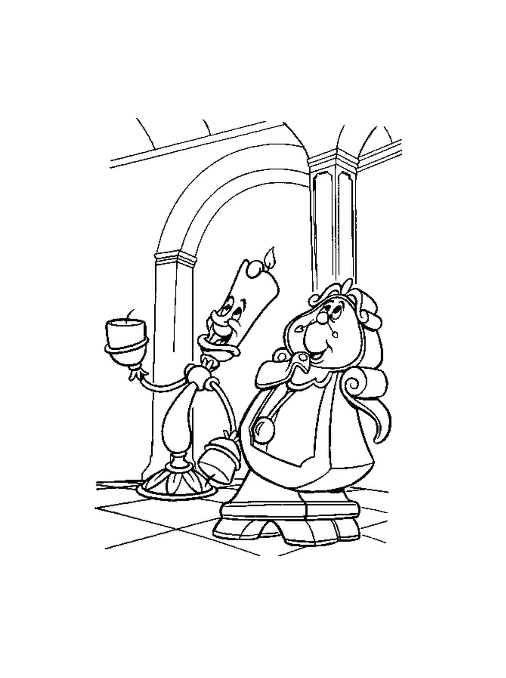 Dibujo gratis de La bella y la Bestia para imprimir y colorear