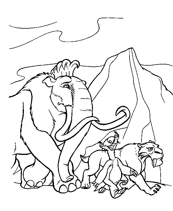 Dibujo gratis de Ice Age para imprimir y colorear (La era del hielo)