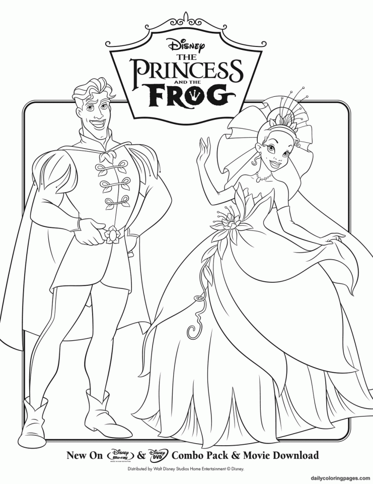 princesas disney y el sapo para colorear