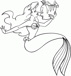La Sirenita (Disney) : Ariel con su amigo Polochon