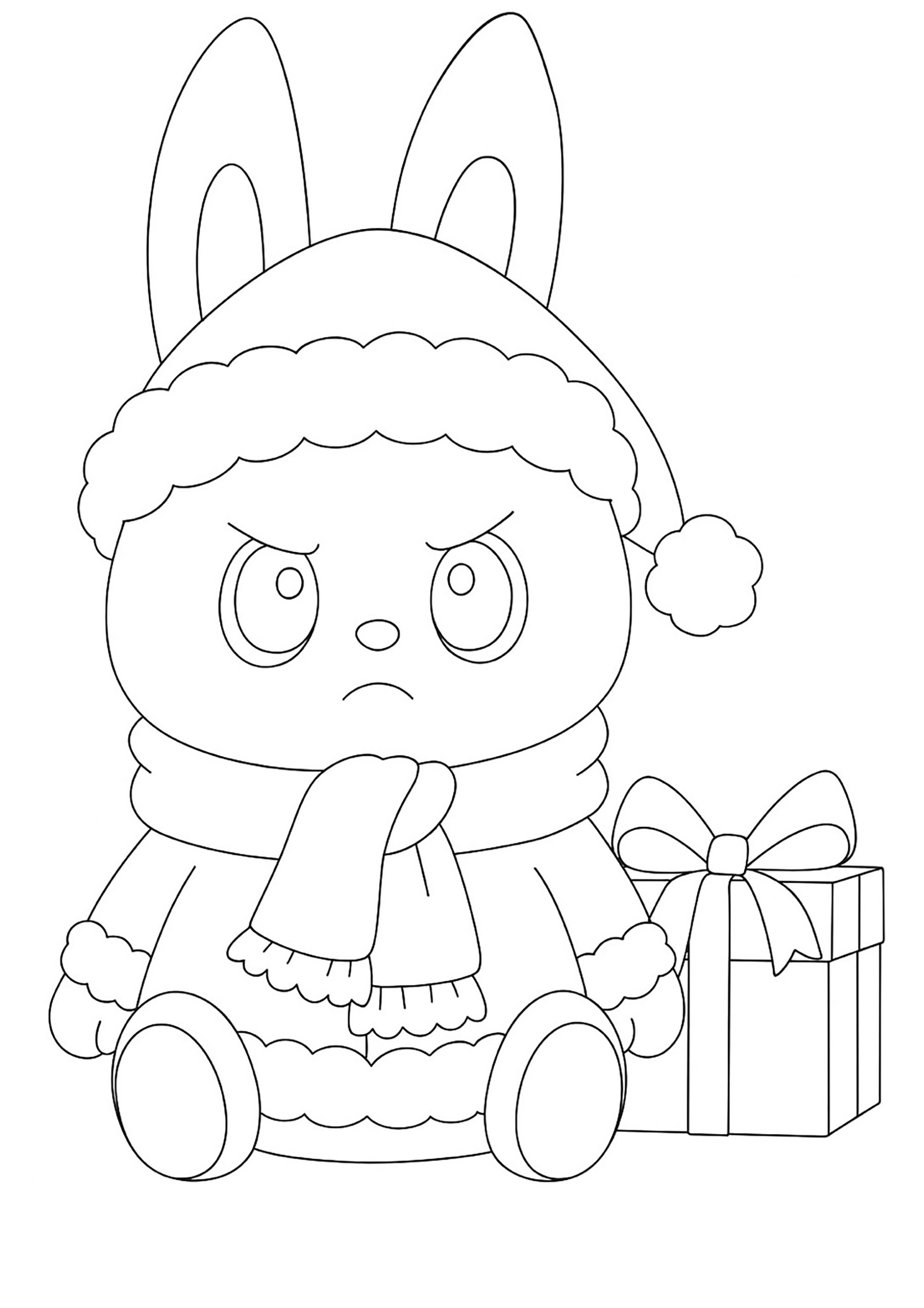 Labubu de Navidad (Página para imprimir para niños)