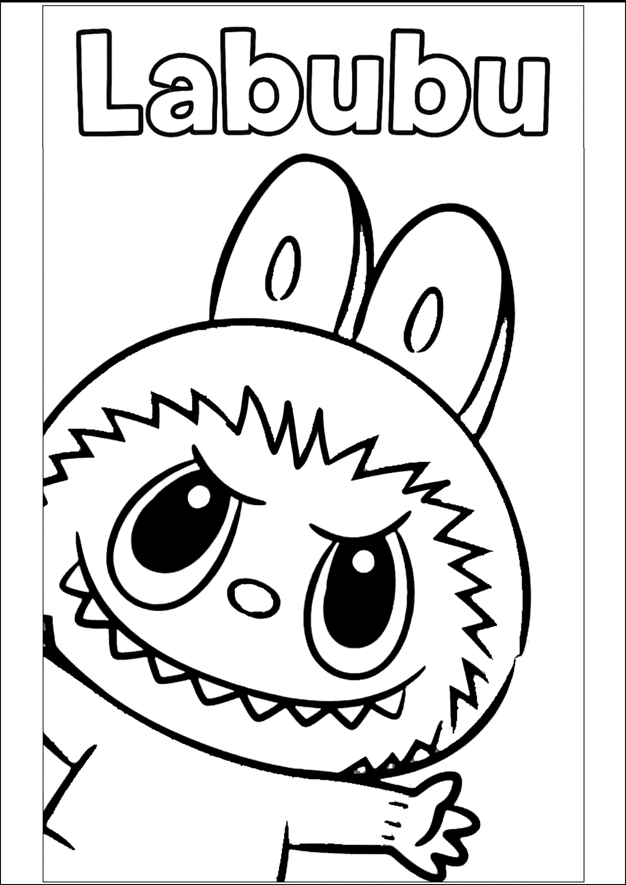 Criatura adorable con orejas grandes (Página de Labubu para imprimir para niños)