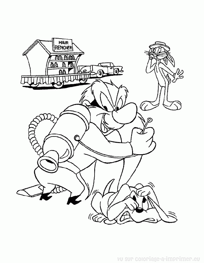Coloriage de Bugs Bunny et Sam le pirate