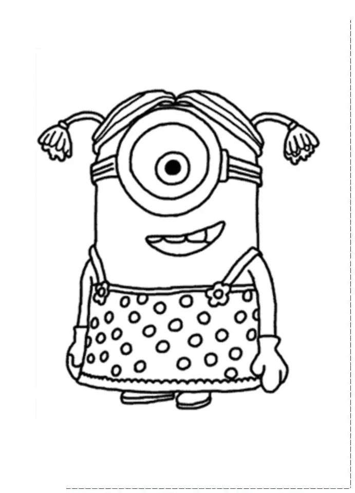 Un ojo pero todos sus dientes para esta chica Minion (Página de Los Minions para imprimir para niños)