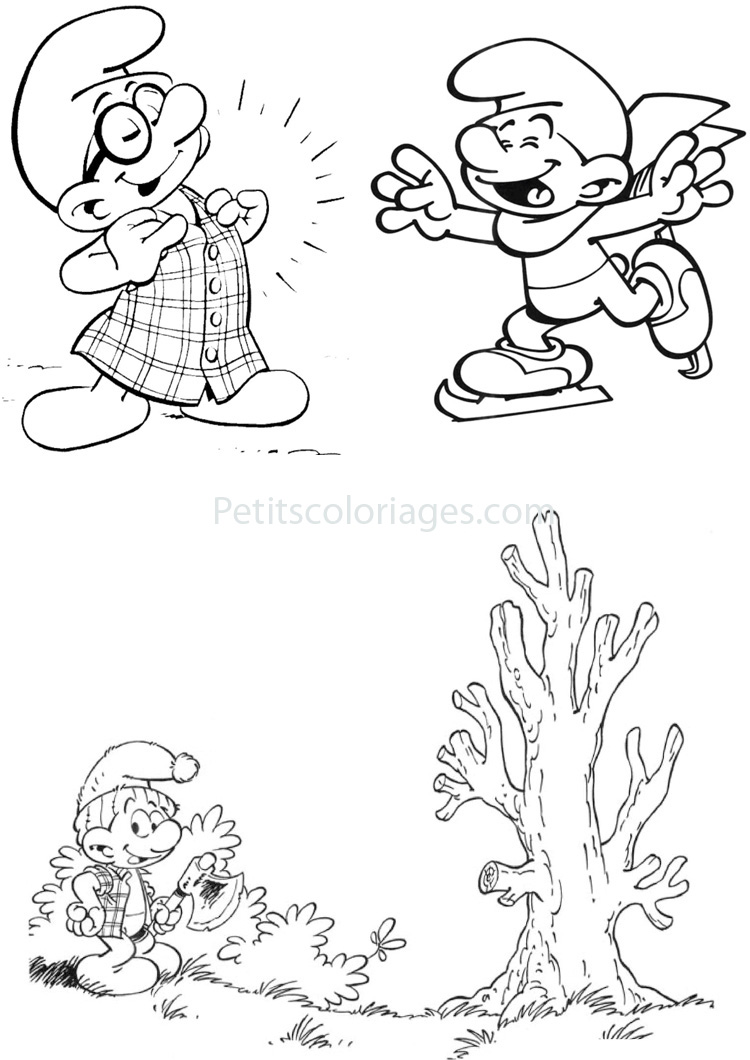 4 páginas para colorear de los Pitufos