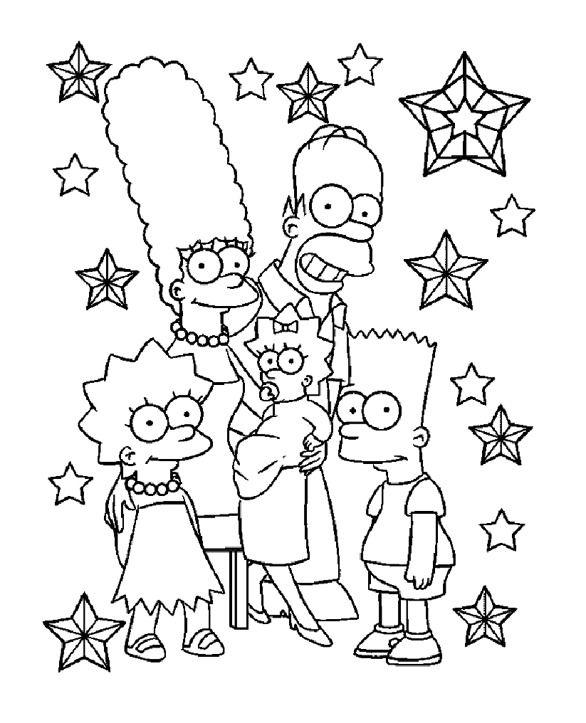 Colorea esta preciosa página para colorear de Los Simpson con tus colores favoritos.