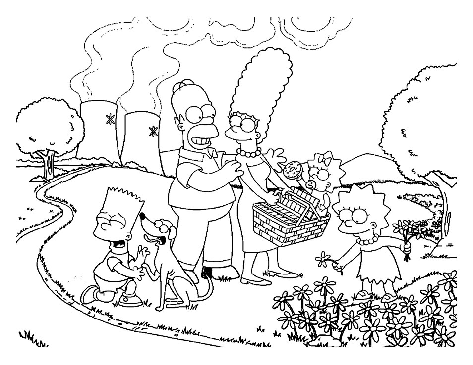 Increíble Los Simpsons Hoja para colorear, simple, para los niños