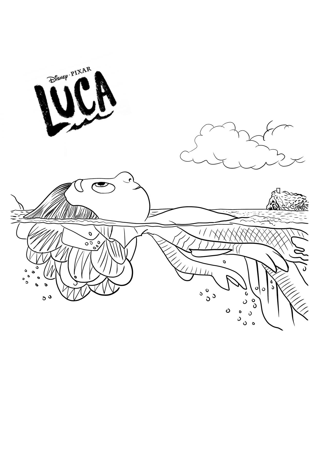 Luca: coloreado sencillo del personaje principal